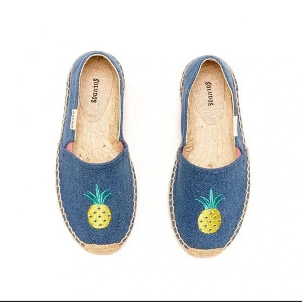 Soludos pineapple denim‎ espadrilles size 6